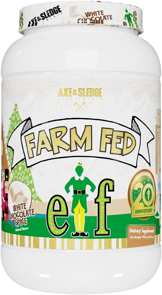 Øks & Sledge Farm Fed 100% Whey Protein Isolate med Digestive Enzymer (ELF Hvit Sjokolade Spice - 22G)