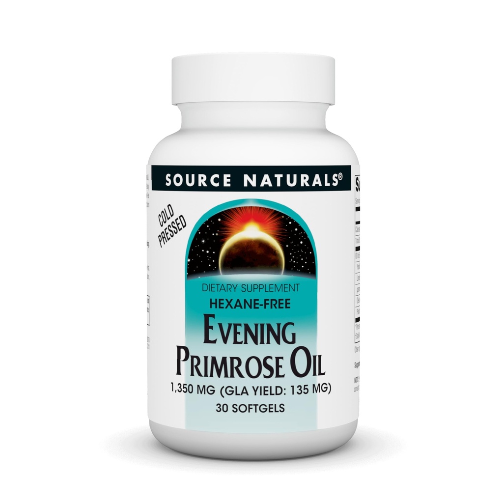 Kilde Naturals Aften Primrose Oil - Hexan-Free - 1350mg - GLA Utbytte: 135 mg - Kaldpresset - 30 Softgels