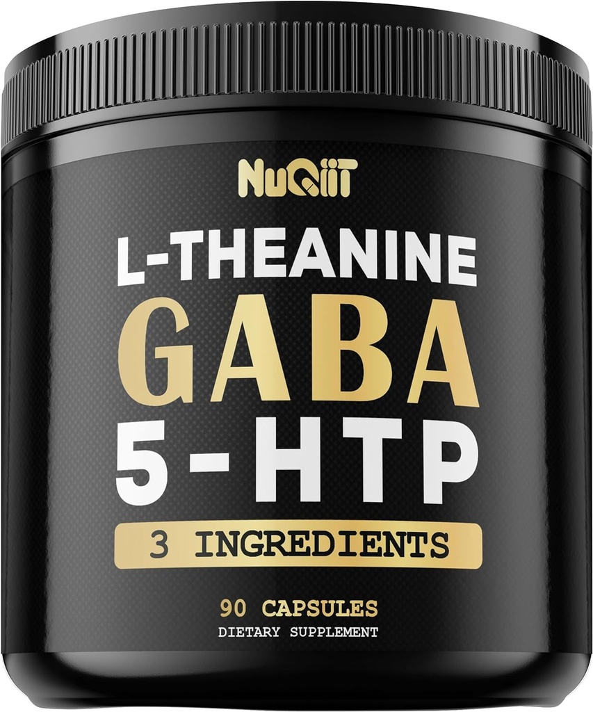 3in1 GABA Supplements 750mg L-Theanine 200mg & 5-HTP (5-hydroksytryptofan) - tilsvarende 1000mg - Støtte hjernens helse, konsentrasjon, behagelig Mood - 90 kapsler