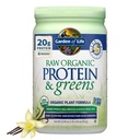 Livshage Rå Organisk Protein & Grønn Vanilla - Vegansk Protein pulver for kvinner og menn, Plante og Era Proteiner, Grønn og Probiotika, Glutenfri Low Carb Shake laget uten Dairy 20 serveringer