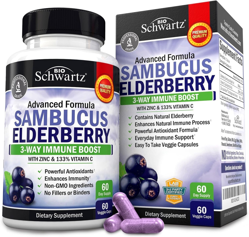 BioSchwartz eldrebær kapsler 60 greve + Probiotic 40 milliarder CFU 60 greve Bundle