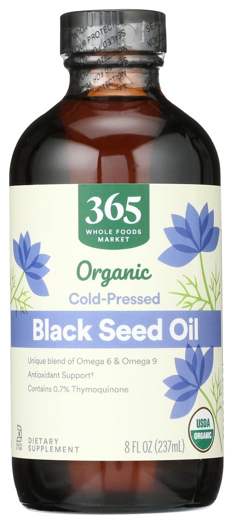 Hele matmarkedet, økologisk svart frøolje, 8 fl Oz