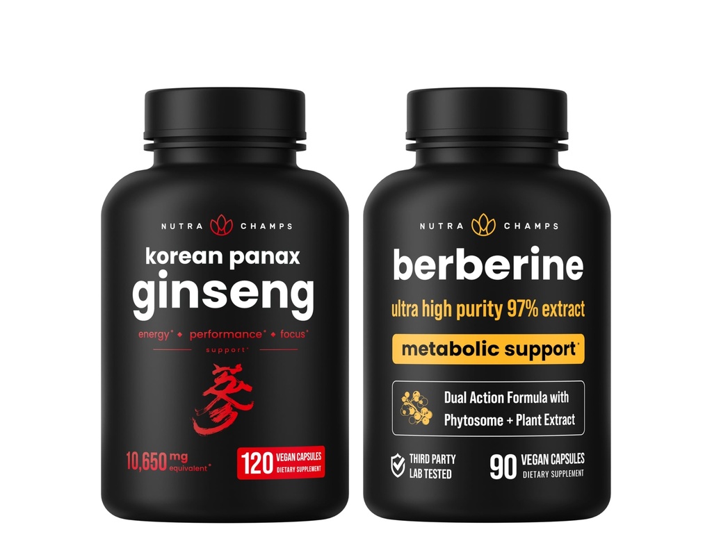 NutraChamps Energi & Metabolic Støtte: Ginseng & Berberine Duo