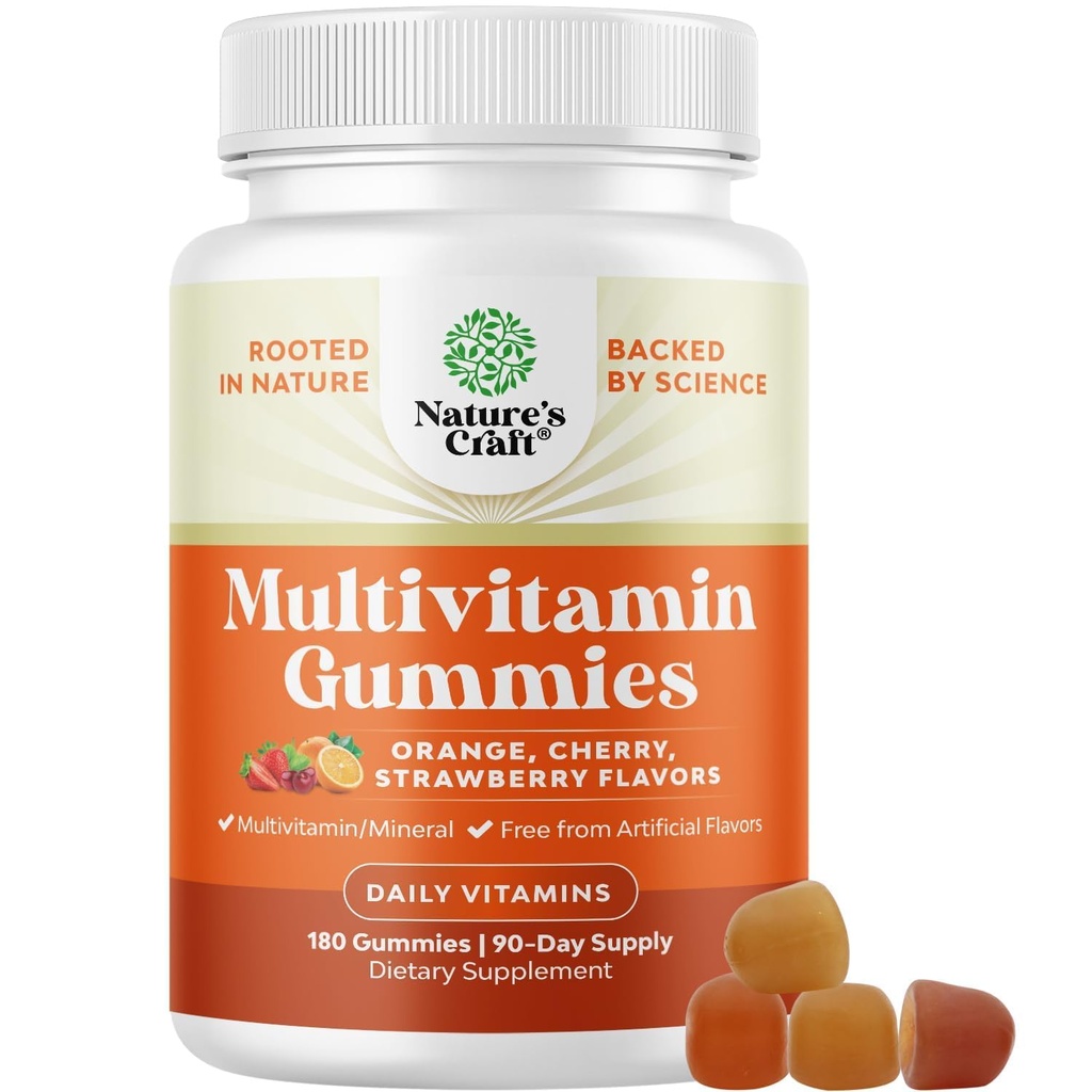 Potent Daily Multivitamin Gummies for voksne - velvære blanding av vitamin D A C E B12 sink og biotin - voksen vitamin Gummy for energi og immun helse - ikke-GMO Glutenfri og Halal - 180 Gummies