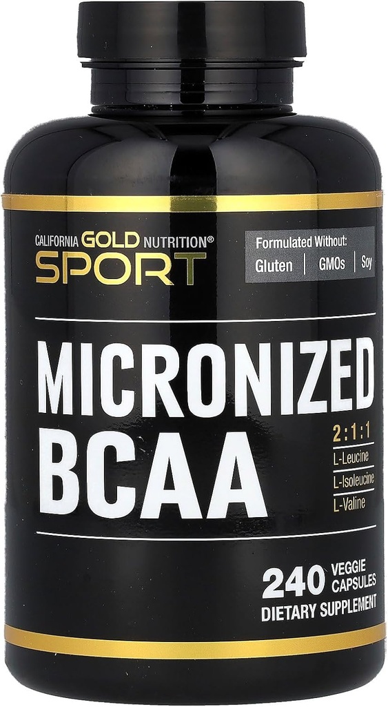 California Gold Ernæring Sport, Mikronisert BCAA, grened kjede Aminosyrer, 240 Veggie kapsler