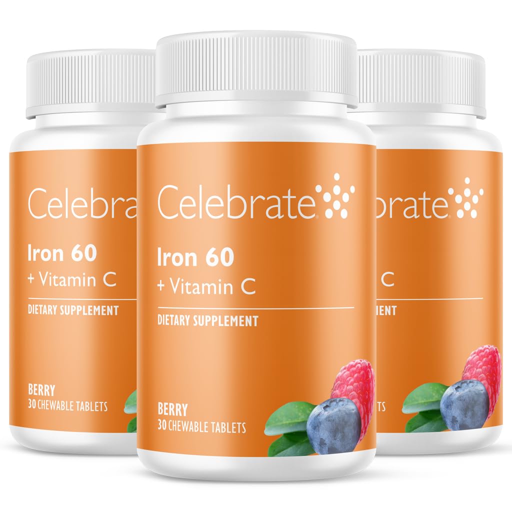 Feire vitaminer Jern Supplement med 60 mg jern og vitamin C – Berry Chewables for bariatriske pasienter, astrisk bypass og erme gastrogen støtte – 30 tabletter for post-surgery helse vedlikehold