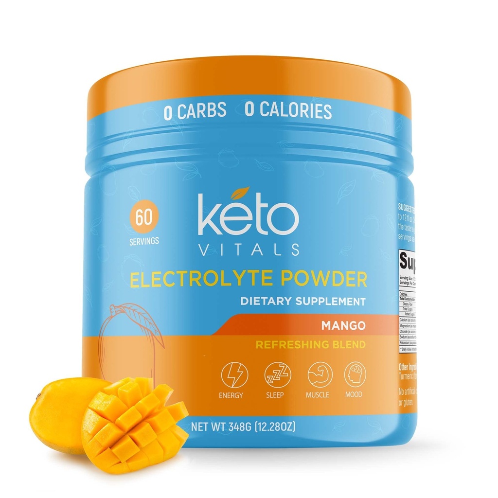 Keto Vitals Elektrolyserer pulver | Keto-vennlige elektrolyter med kalium, magnesium, natrium, kalsium | keto elektrolyter Supplement Energi Drink Bland | Sukkerfri, null kalorier, null karbohydrater