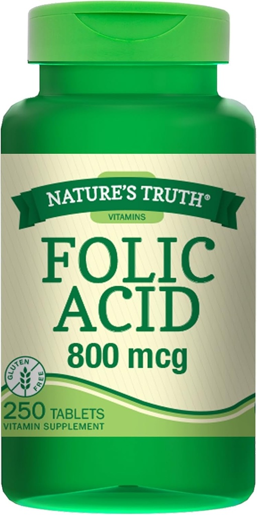 Naturens sannhet Folinsyre 800 Mcg 250 tabs, 250 greve (Pack of 3)