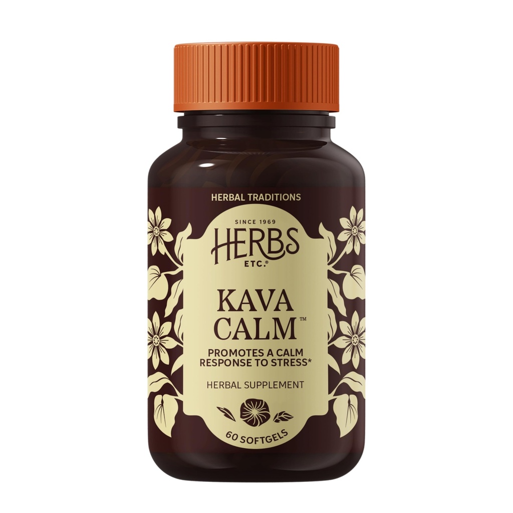 Urter Etc. Kava Calm Complex - Herbal Supplement for å støtte naturlig avslapping - Støtter hvilefull søvn - Nerve Soothing Supplement - 60 Softgels (60 Serveringer)