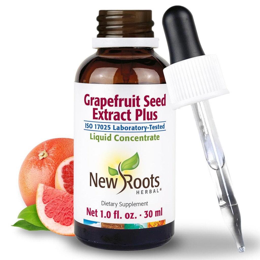 NYE ROOTS HERBAL Grapefruktfrøekstrakt Tinktur (30 ml) | Høyt konsentrert flytende dråper | Glutenfri, ikke-GMO | GMP sertifisert