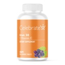 Feire vitaminer jerntilskudd med vitamin C - 30mg jern, 60mg vitamin C, Bariatric vitaminer for WLS pasienter, Vertikal erme og gastrisk bypass kirurgi - Grape, 90 Chewable tabletter