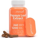 LongLifeNutri Papaya Leaf ekstrakt Supplement 1200mg per servering - 240 Vegetariske kapsler, 4-måneders forsyning, fra Carica Papaya for daglig velvære, GMP sertifisert, laget i USA