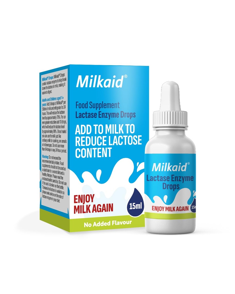 Melkeaid Lactase Enzyme Drops for Laktose Intolerance | forhindrer gass, blauting & diarrea | Fastvirkende Dairy Digestive Supplement | Glutenfri og vegetarian | No Artificial Flavor | 0,5 Fl Oz (1)