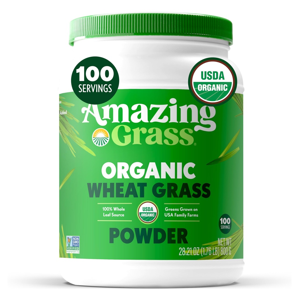 Amazing Grass Wheat Grass pulver: 100% hele blad hvetekorn pulver for energi, Detox & immunitet støtte, Klorofyll gi grønn, 100 serveringer