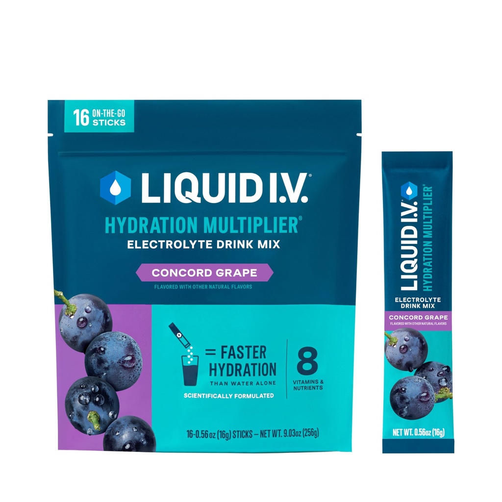 Væske I.V.® Hydration Multiplier - Concord Grape | Elektrolytt pulverdrikk Mix | 1 pakke (16 serveringer)