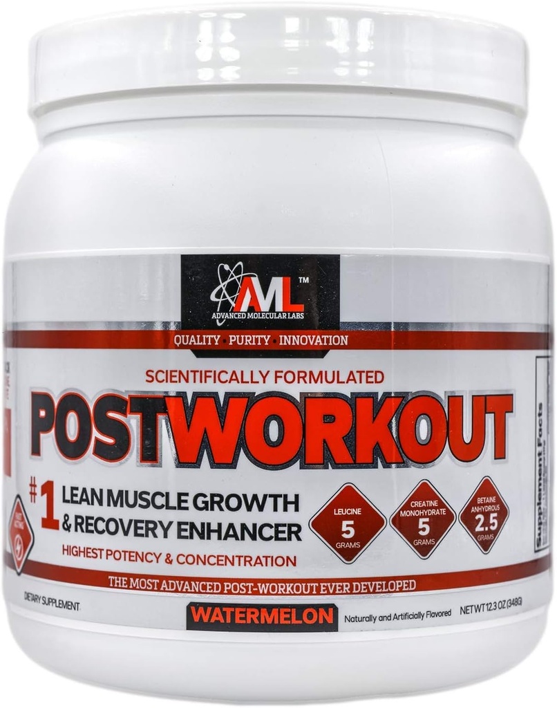 Avanserte Molekylære Labs - Postworkout pulver, Lean Muscle Vekst, Recovery Enhancer, Muscle Building Post Trening Recovery Drink for kvinner og menn, Vannmelon, 12.3 oz