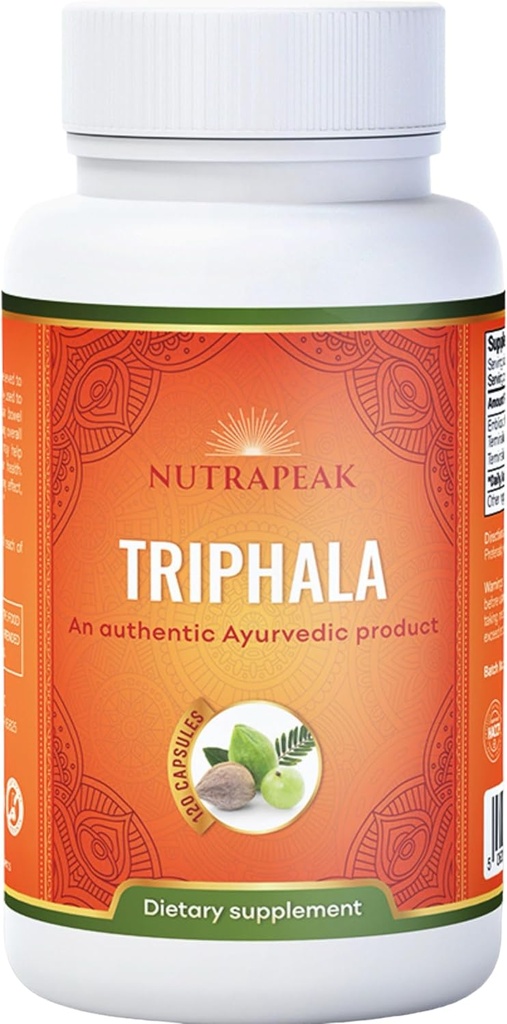 Triphala Capsules - 2000mg - Ayurvedic Triphala Guggula Blend Laget med Amla Haritaki Bibhitaki pulver - 120 Kapsler - Vegansk ikke-GMO Soya Gratis Glutenfri