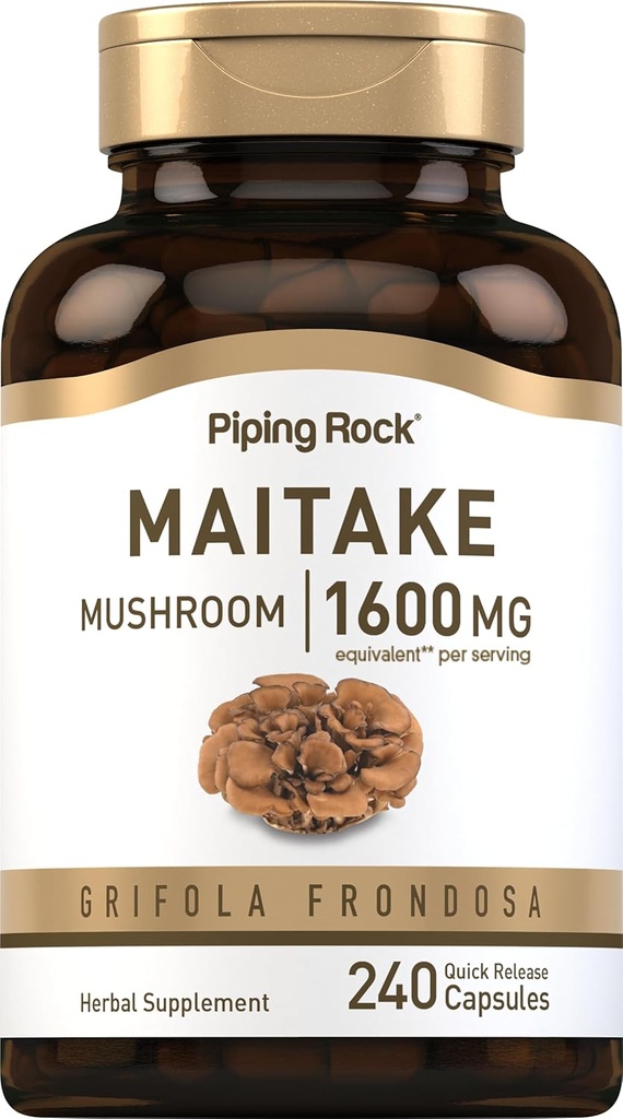 Piping Rock Maitake Mushroom Extract | 1600 mg | 240 kapsler | Herbal Supplement | Ikke-GMO, Glutenfri