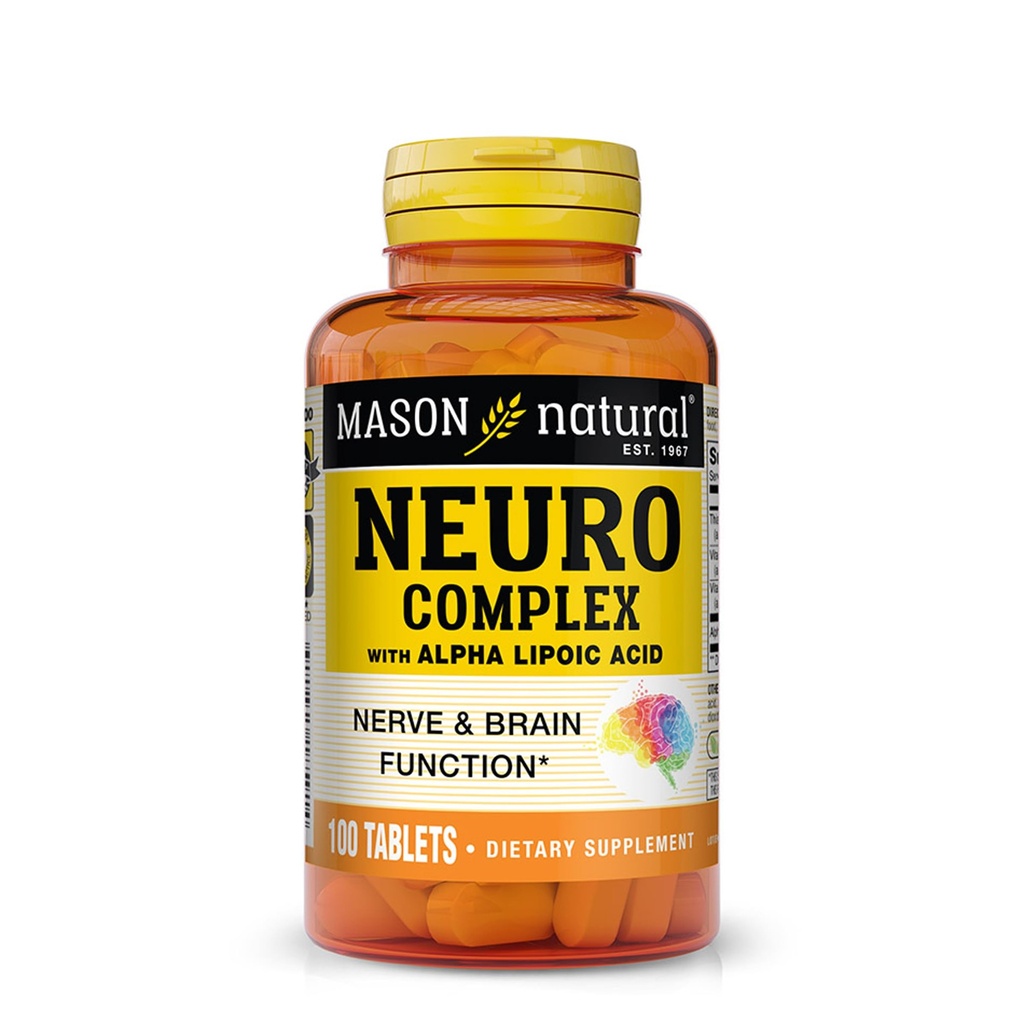 MASON NATURAL Neuro Kompleks med Alpha Lipoic Acid & Vitamin B12, egnet for vegetarianere, 100 tabletter