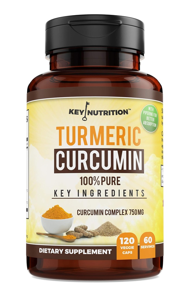 Turmeric Curcumin Complex med Piperine, 100% ren - 120 kapsler