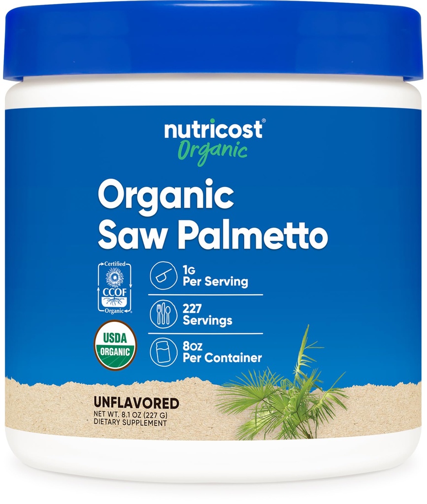 Nutricost Organic Saw Palmetto Powder 8oz - sertifisert USDA Organic Saw Palmetto, Glutenfri