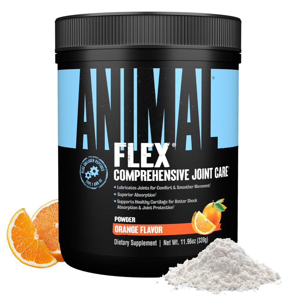 Animal Flex pulver - Felles støtte supplement for smertelindring, reparasjon og gjenopprette muskler med gurkemeie, glukosamin, Chondroitin, MSM, kollagen og Boswellia, Great Tasting Orange Flavor, 30 Scoops
