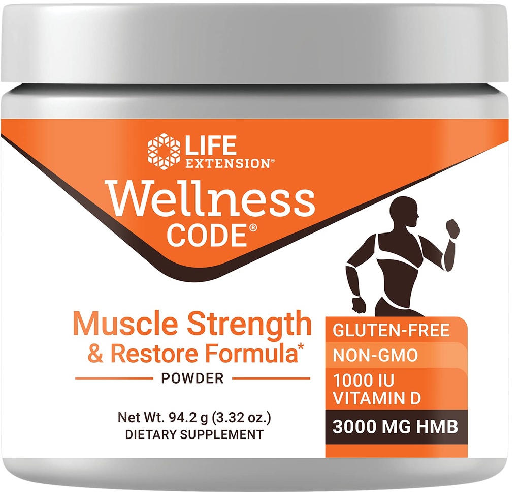 Livsforlengelseskode® Muskelstyrke og gjenopprettingsformula, vitamin D3, ß-Hydroxy-ß-Metylbutyrat Monohydrat (HMB), muskelhelse, glutenfri, ikke-GMO, 94,2 g