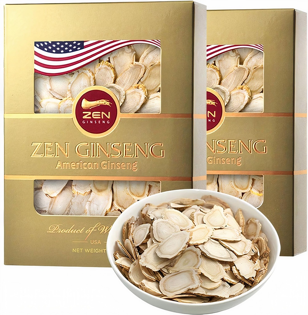 2 bokser av American Wisconsin Ginseng Slices - forbedret energi, ytelse og mental helse for menn og kvinner. Totalt 8 Oz.