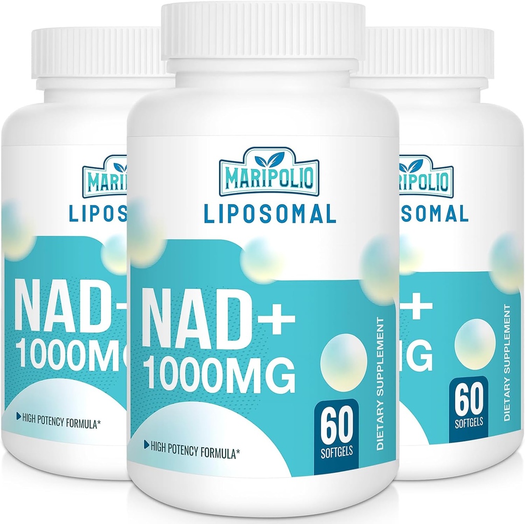 Liposomal NAD + Supplement 1000 mg | Høyeste NAD Pontecy | Max Absorpsjon | Ren NAD Supplement | Energi og DNA Reparasjon, Aging Defense, Hjernefunksjon | 180 Softgels