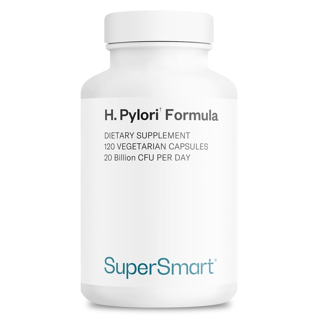 Supersmart H. Pylori Formel 20 milliarder CFU per dag - Probiotiske Lactobacillus Reuteri DSM 17648 Supplement Ikke-GMO & Glutenfri - 120 Vegetariske kapsler