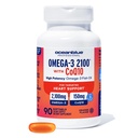 Oceanblue Omega 3 2100 med CoQ10 | Triple Styrke Fish Oil Combo Supplement | 1350MG EPA 650MG DHA 150MG DPA med 150MG CoQ10 | Orange Flavor | Hjertestøtte | 90 Softgels