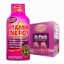 Vitamin Energi B12 11 000% Extra Styrke Energi Shot Pink Berry 24 Pack, 260mg Naturlig Koffein, B12 & B6, Nootropisk Fokus, Vitalitet, Null Sukker, Glutenfri, Vegan, Kosher, 1.93 fl oz