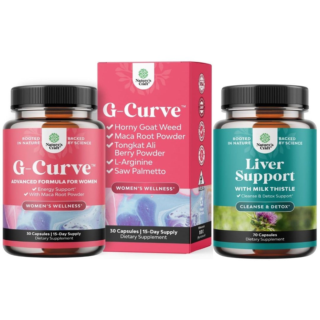 Bundle of G Curve Horny Goat Weed for kvinner - Forbedret energi Mood ytelse og Herbal Liver Support Melk Thistle Supplement med Dandelion Root, Choline, Beetroot & Artichoke Extract
