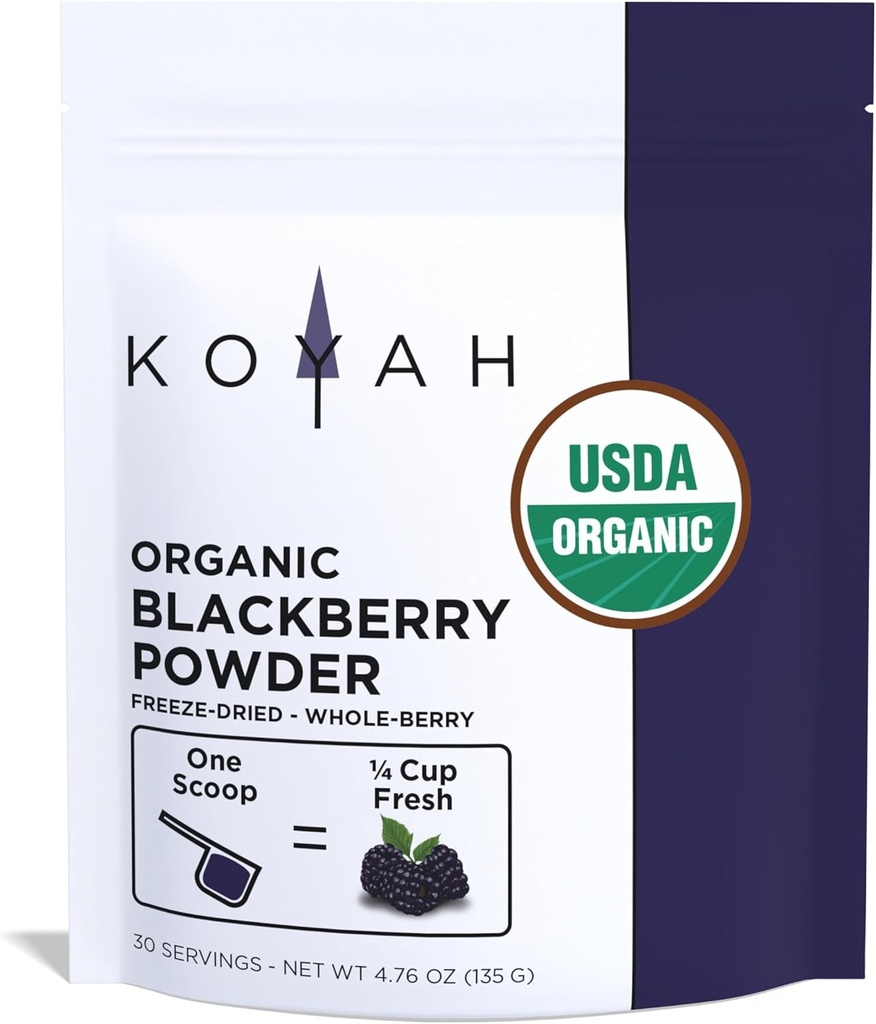 KOYAH - organisk BlackBerry pulver: 30 serveringer (1 Scoop = 1/4 Cup fersk): Freeze-Dried, helberry pulver, rå