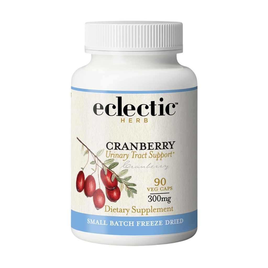 ECLEKTIC INSTITUTE Rå fersk frysetørket ikke-GMO Cranberry | Urin Tract Support | 90 CT (300 mg)