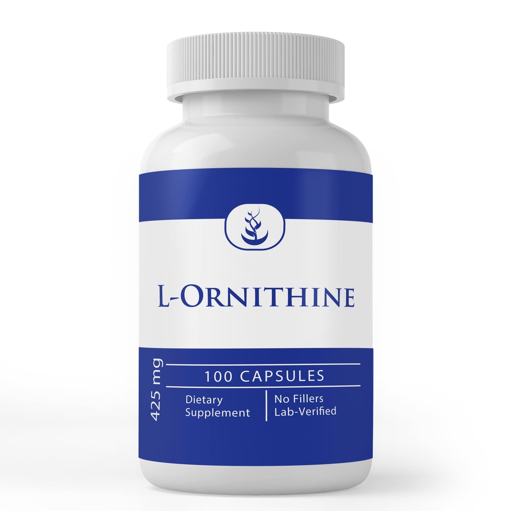 Rent opprinnelige ingredienser L-Ornithine, (100 kapsler) Alltid ren, ingen tilsetningsmidler eller fyllstoffer, Lab verifisert