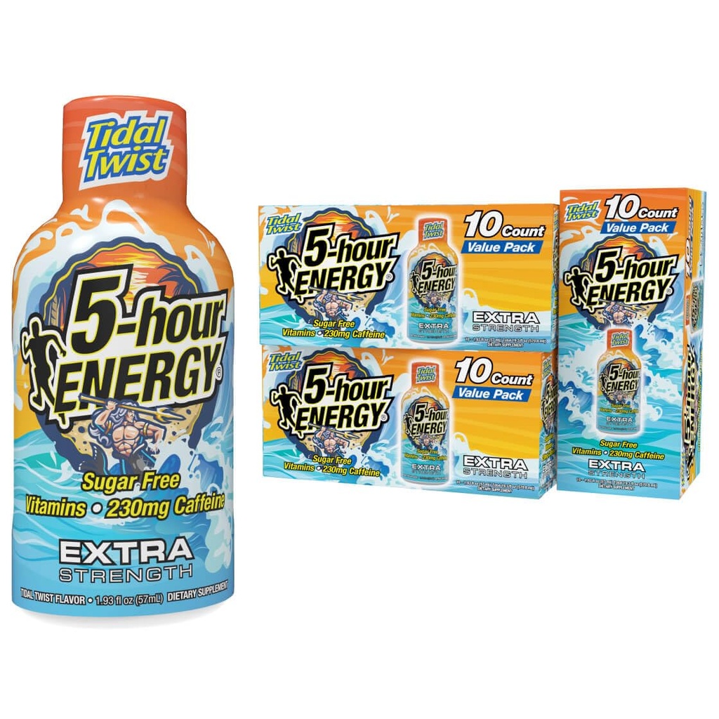 5-timers ENERGY Extra Styrke Energi Shot, Tidal Twist (1.93 oz., 30 greve), null kalorier og sukker-fri 230 mg koffeinert energi Shot, Aminosyrer og B-vitaminer, kosttilskudd, , Pina-Colada Flavor