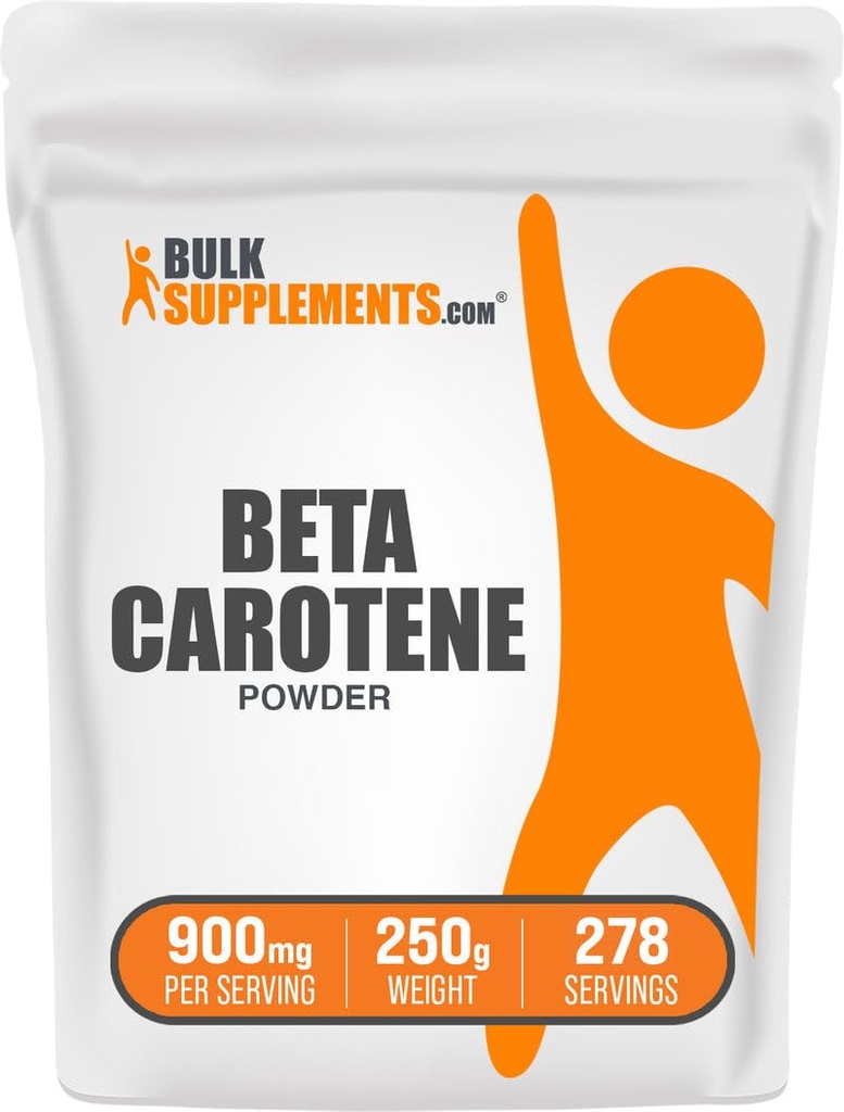 BulkSupplements.com Beta Caroten pulver - Beta Caroten kosttilskudd, Vitamin A Supplement for immun- og visjon støtte - Glutenfri, 900 mg per servering, 250g (8,8 oz) (Pack of 1)