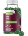 Viteey Aloe Vera Gummies for voksne - 50mg - Bistand i Digestion og immun helse - Aloe Vera Supplement - Vegan, Gelatin Gratis, Glutenfri, GMO Free, Tastig Chewable bringebær Flavored Gummy