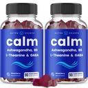 NutraChamps Calm Gummies, Stress Gummies Supplement med Ashwagandha, L-Theanine, GABA, Vitamin B6 & Lemon Balm, 90 Gummies (Pack of 2)