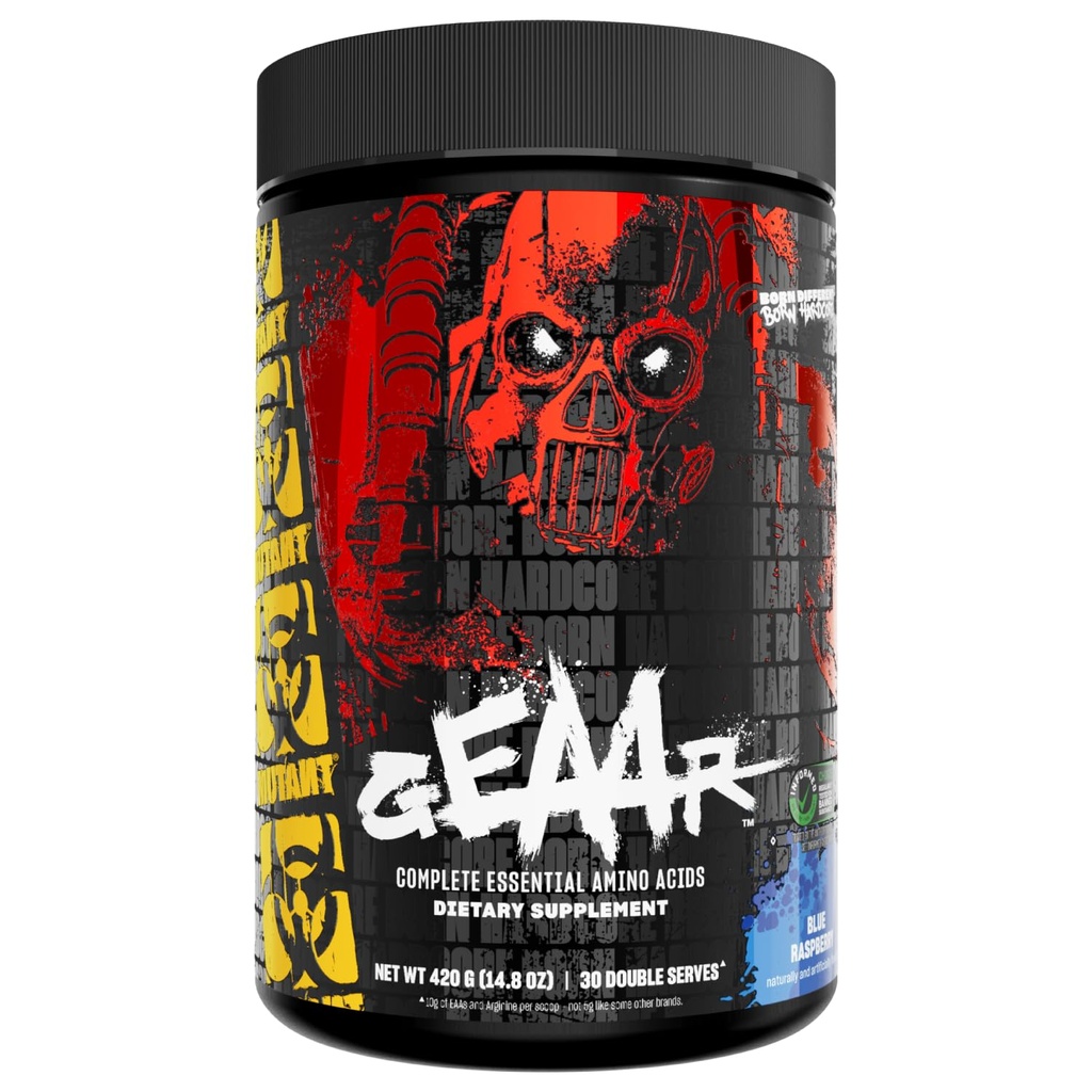 Mutant GEAAR - 9,4 g EAA Powder + Arginine, 7g BCAA, 4g Leucine, Electrolytes, Kokosvann, 30 serveringer - Blå bringebær