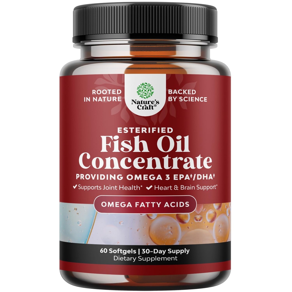 Omega 3 Fish Oil Supplement - EPA DHA Fish Oil Omega 3 Supplement med immun Booster Brain Vitaminer - Burpless 2000 mg per servering for Mood Boost Liver Support og PMS Relief Support