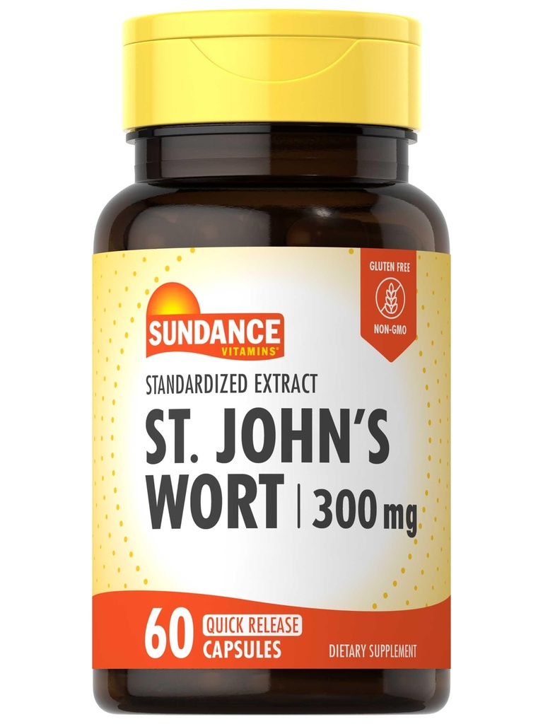 Sundance St. John's Wort Kapsler | 300 mg | 60 greve | Ikke-GMO og glutenfri standardisert ekstrakt