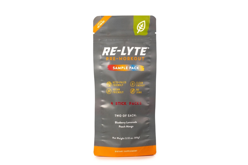 Redmond Re-Lytte pre-Workout Drink Mix, Sampler Pack, 4 Sticks