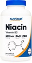 Nutricost Niacin (Vitamin B3) 500 mg, 240 kapsler - med flushing, ikke-GMO, Glutenfri