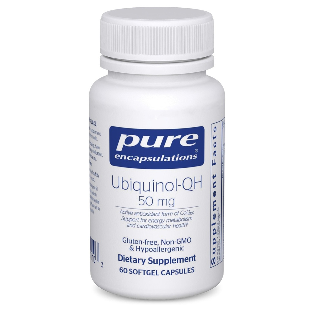 Rene innkapsler Ubiquinol-QH 50 mg | Aktiv form av coQ10 for å støtte immunhelse, cellulær energi og kardiovaskulær helse*