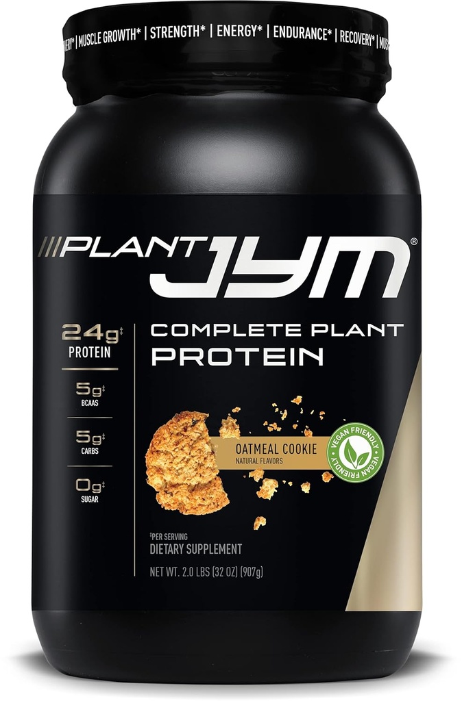 Plant JYM havregryn Cookie Gourmet Dairy Free Plant Protein for Recovery, 5g BCAA, Laktose gratis, Glutenfri for menn og kvinner 2lbs
