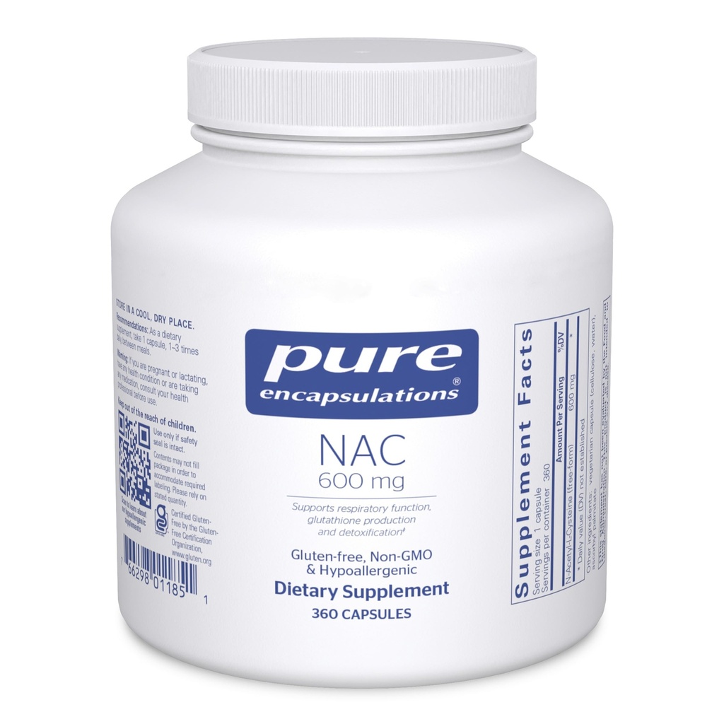 Ren innkapslinger NAC 600 mg - N-Acetyl Cysteine NAC Supplement for lunge helse og immunstøtte, leverstøtte og antioksidanter* - med Freeform N-Acetyl-L-Cysteine - 360 kapsler