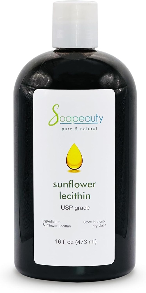 SUNFLOWER LECITHIN flytende olje | Cold presset ubegrenset | USP Grade Unbleached 100% ren naturlig solflower Lecitin olje | Hud moisturizer, Soap Making, Lotion | 16 fl oz