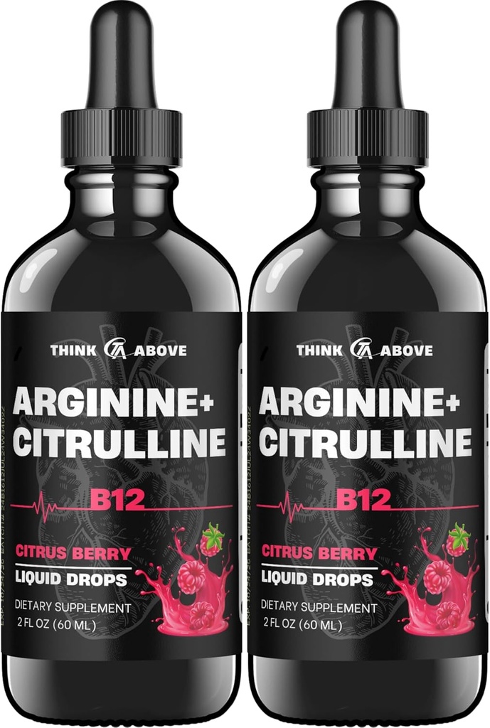 L-Arginin + L-Citrullin + B12 flytende dråper, Citrus Berry Flavor, 2 fl oz, Pakke med 2